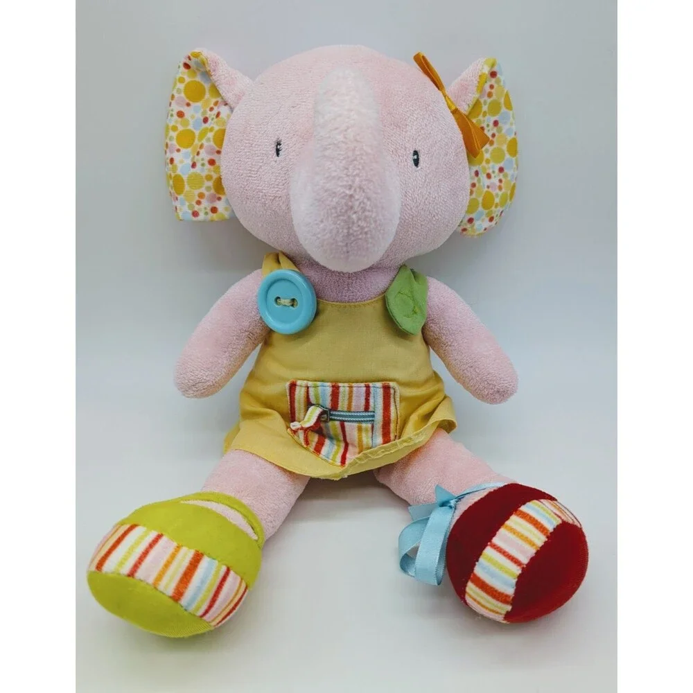 Russ Baby Plush Elephant Pink Terry Cloth Babies Love To Learn Crinkle Ears 12